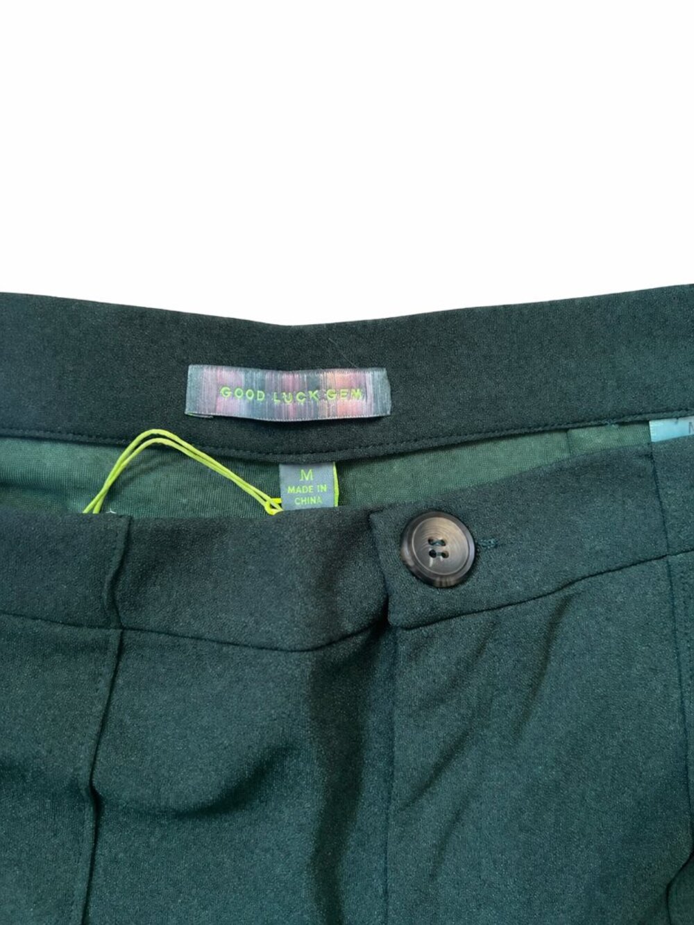Green Wide Leg Cropped Pants High Waist Chic Minimalist Size M - Picture 3 of 5